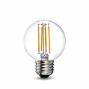 LED Filament Bulb - G16.5 - E26 Base - 4.5W 2700K 500 Lumens UL ES Certified - Clear - Vintage - Dimmable