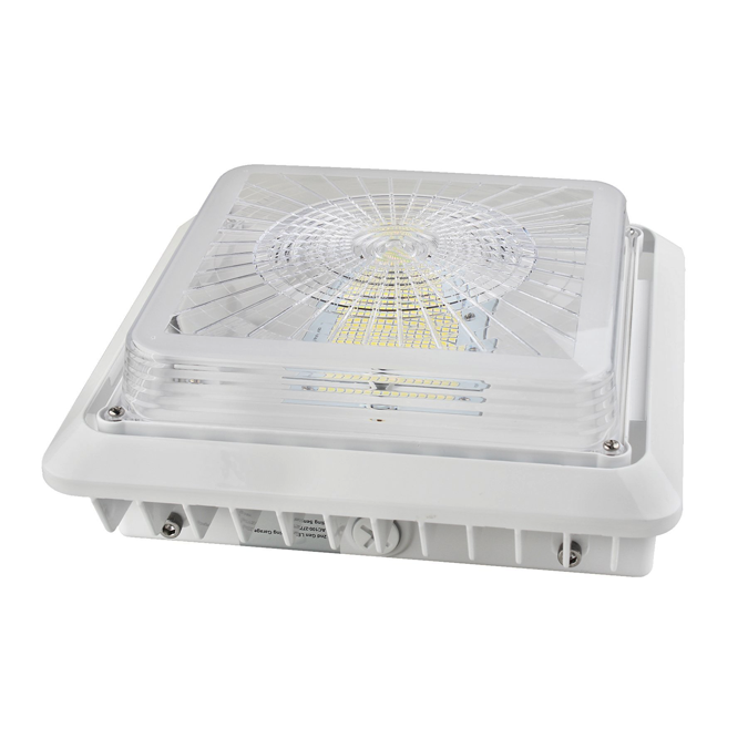 LED Canopy Light 100W 13300 Lumens White IP65 UL DLC Certified 5 Year Warranty - Parking Garage